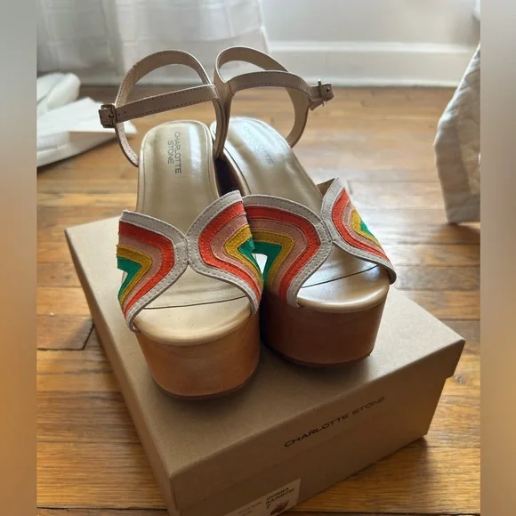 Colorful Platform Wedge Sandals - Picture 2 of 6